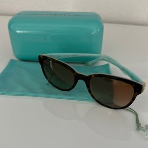 Tiffany & Co 2015 Sunglasses HAVANA/BLUE with Gold Square Tf 4109-F 8134…